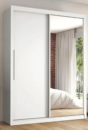 Guarda-Roupa 2 Portas Deslizantes com Espelho Branco - Semi-Novo