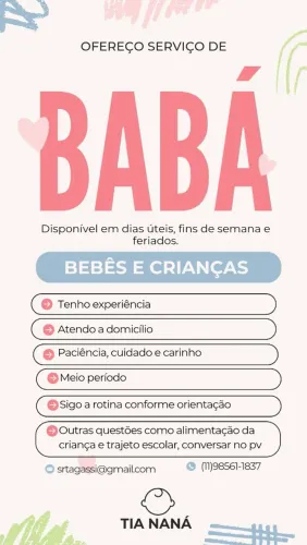 Babá ou monitora de buffet 