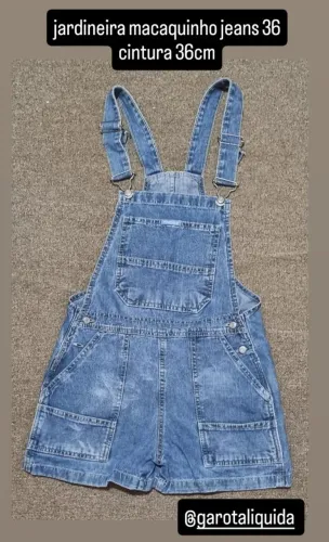 jardineira macaquinho jeans 36 cintura 36cm