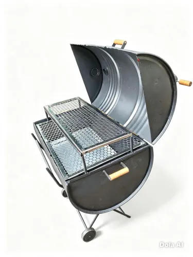 CHURRASQUEIRA DE BARRIL 200LT GRELHA DUPLA DE INOX