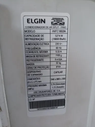Ar condicionado Elgin 18 mil BTUs 