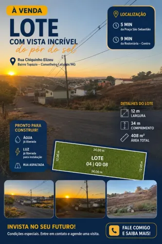 Lote 408 m² no Topázio - Excelente Localização