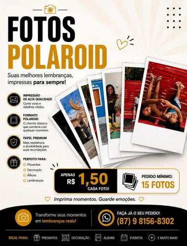 ? FOTOS POLAROID ? SUAS MEMÓRIAS IMPRESSAS PARA SEMPRE! ?