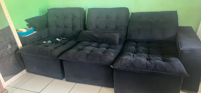 Sofá 3lugares 3metros vendo ou troco por bicicleta 