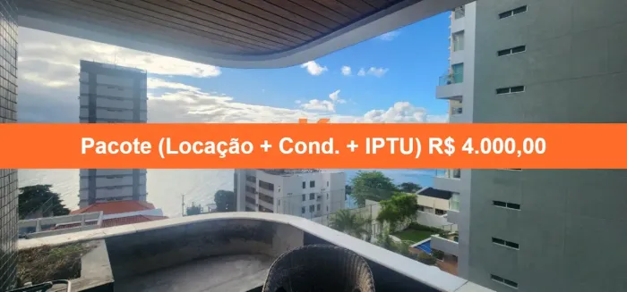 Apartamento para locação em Salvador-BA, no bairro Vitória: 1 quarto, 1 suíte, 1 sala, 1 b