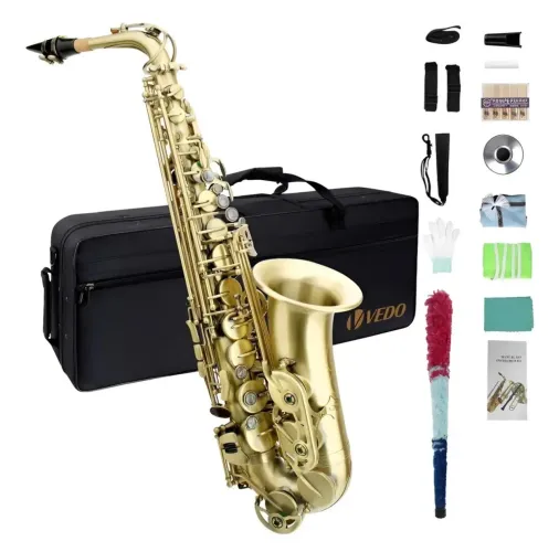 Sax Alto Vedo Dourado Completo Com Estojo Boquilha