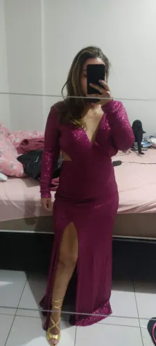 Vestido longo de paetê 
