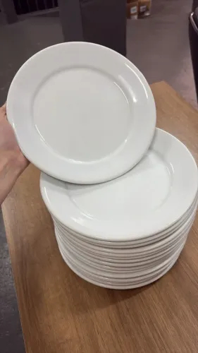 Kit 15 Pratos Germer 28cm Porcelana Branca