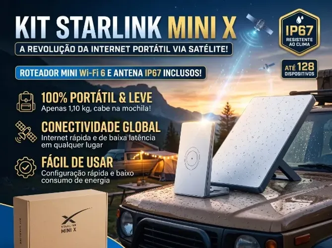 Kit Starlink Mini X + Mini Router, Internet via Satélite, Wi-Fi 6