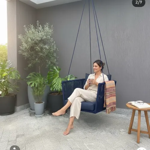Balanço suspenso móvel para jardim fibra corda náutica