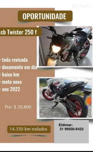 Moto CB Twister 250 f | Ano 2022