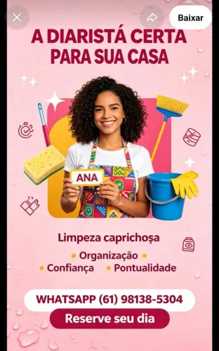Disponível para faxina - Brasília DF