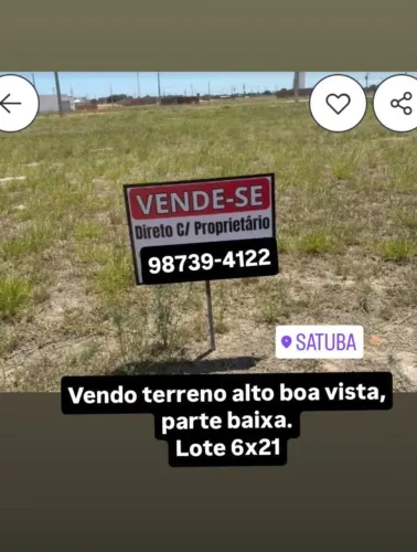 Terreno lote 6x21 satuba