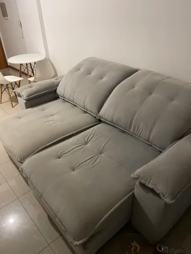 Sofá Reclinável Cinza 4 Lugares