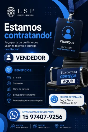 Vendedor(a) Comercial - CLT | Comissão + Premiações