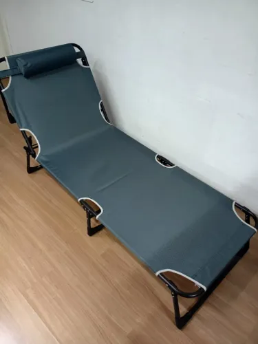 Cadeira Espreguiçadeira Lounge Dobrável Cinza