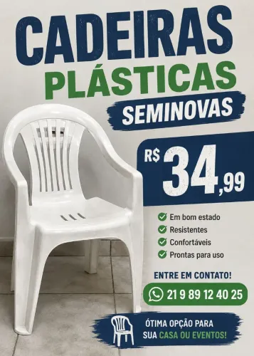 Cadeiras plásticas seminovas