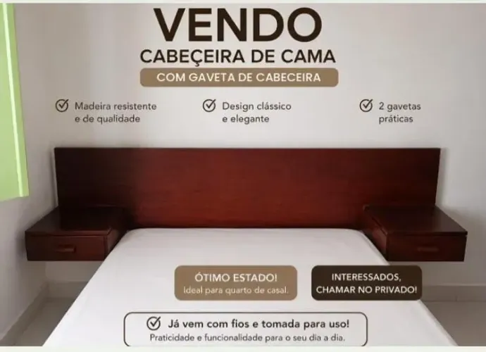 cabeceira de cama de casal com gavetas