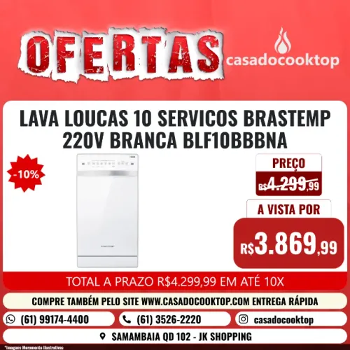 LAVA LOUCAS 10 SERVICOS BRASTEMP 220V BRANCA BLF10BBBNA
