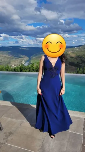 Vestido longo azul, marca Vida Nua, tamanho P