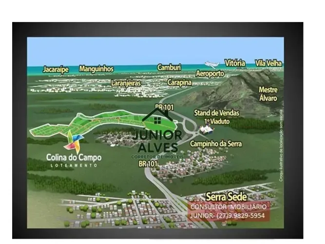 Lote/Terreno, Colina do Campo, financiamento 84 meses- Próx. Br- 101- Serra;