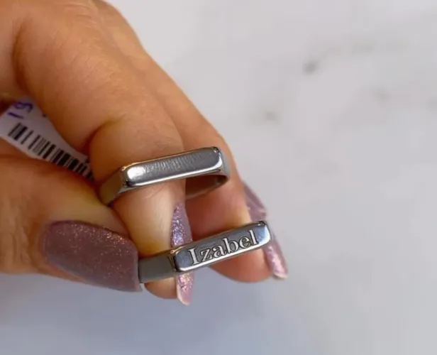 Anel Aço Inox com gravação personalizada 