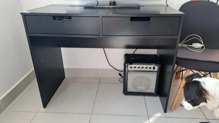 Mesa Escrivaninha Escritório Mobly New Preta com 2 Gavetas