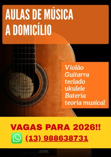 Aulas de Instrumento a domicílio - Violão/Guitarra/Teclado/Teoria Musical