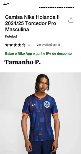 Camisa Nike Holanda tamanho P. 