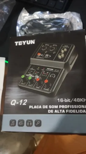 Interface de Áudio Teyun Q12 2 Canais USB 48kHz 16bit Mesa de Som