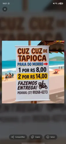 Cuz cuz de Tapioca em Praia do Morro