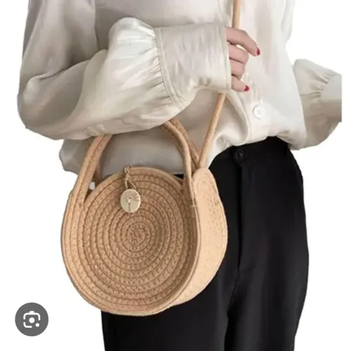 Bolsa Redonda Corda Circle Bag Com Alças Transversal E Mão