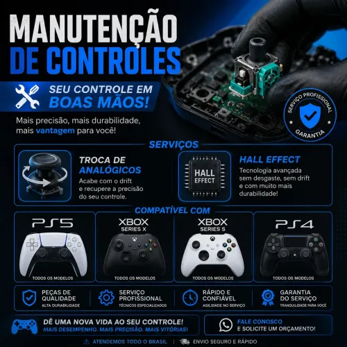 Manutenção em controle PS5/PS4/XBOX SERIES S/X