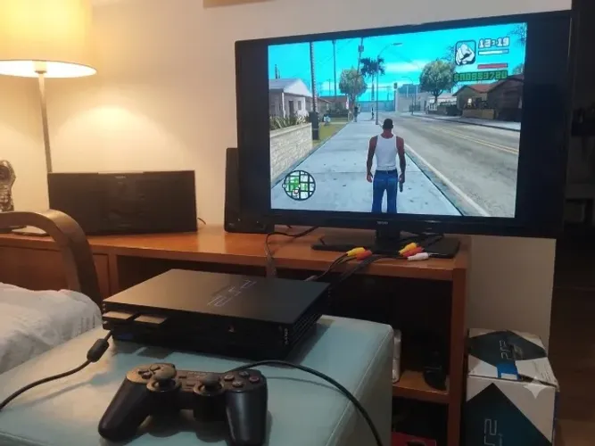PS2 Slim Desbloqueado Com Caixa Original - Raridade / Colecionador