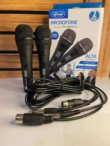 Microfone Duplo Knup Alta Fidelidade Dinâmico KP-M0015
