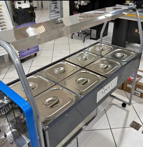 BUFFET TÉRMICO AQUECIDO 8 CUBAS BANHO MARIA - 220V