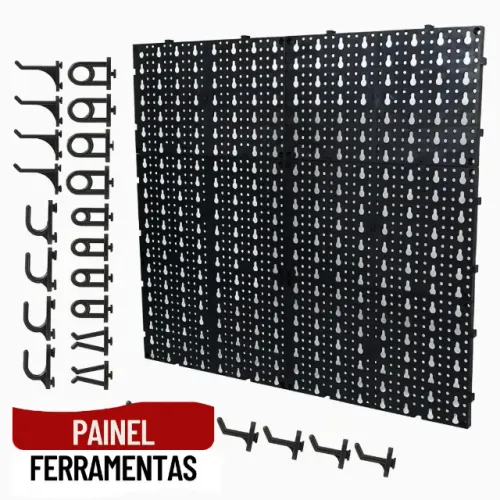 Painel Organizador de Ferramentas em Plástico Perfurado com 30 Ganchos 52x59cm - SFM01