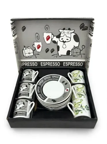 : Jogo 6 Xícaras de Café Espresso Vaquinha 90ml - Porcelana - Novo na Caixa Descrição