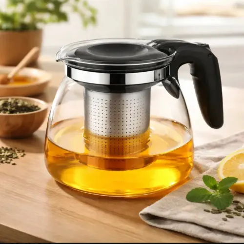 Chaleira Bule De Vidro Com Infusor Inox Para Chá Café 1000ml