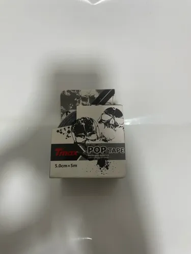 bandagem elástica dinâmica adesiva em rolo preta e branca - pop tape Tmax