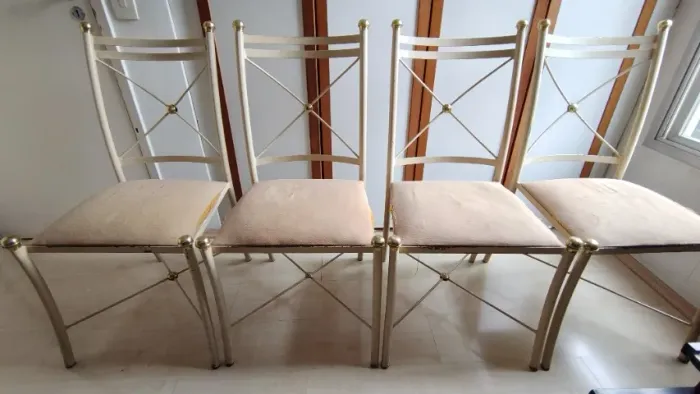 CONJUNTO 6 CADEIRAS ARTESION ORIGINAIS - ESTRUTURA METÁLICA DOURADA
