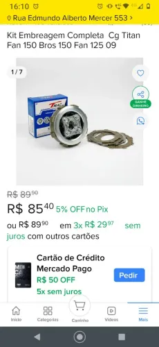 Kit embreagem completa CG 