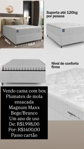 Vendo cama com box casal Plumatex