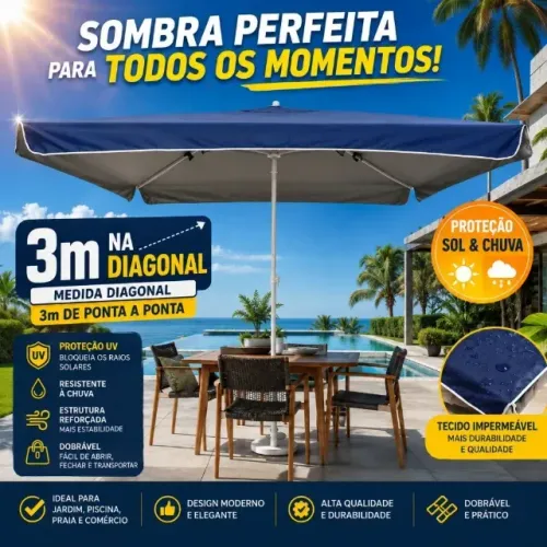 Guarda-sol gigante quadrado 3m com proteção UV