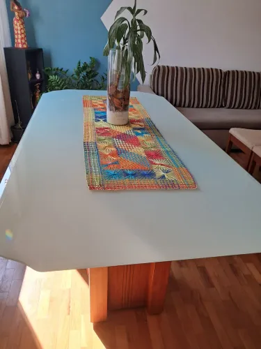 Mesa de jantar, vidro bisotê temperado 8mm