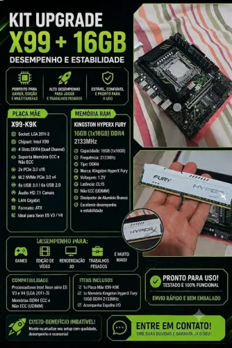KIT GAMER / PROCESSADOR + 16GB DE MEMORIA RAM + PLACA MÃE