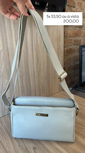 Bolsa cinza claro, alça comprida com regulagem, Vecchio