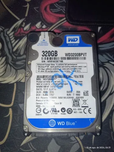 ? HD WD Blue 320GB SATA 2,5" ? Com problema / Para peças