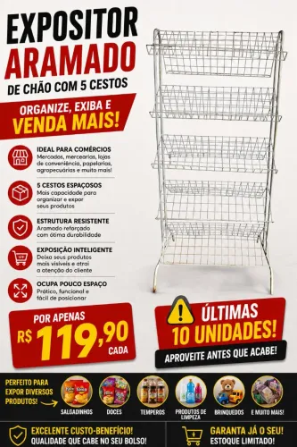 Expositor aramado de chão
