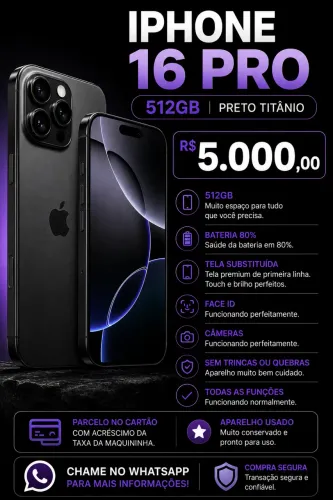 ? IPHONE 16 PRO 512GB - PRETO TITÂNIO